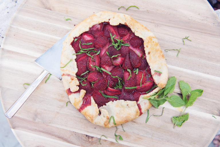 Rustic strawberry galette that is beautiful and easy to put together.