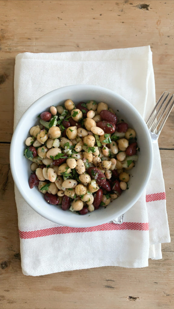 Use those basic pantry ingredients to create a simple and delicious Three Bean Salad