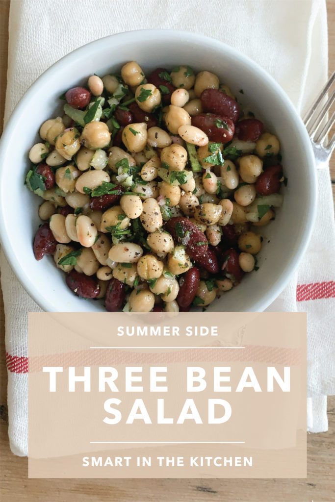 Three bean salad is your perfect side dish. Now is the time to use those basic pantry ingredients to create this simple and delicious salad!