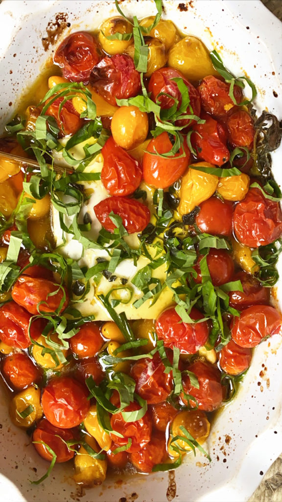 Simple and delicious appetizer to eat all summer long, Tomato Confit and Baked Feta